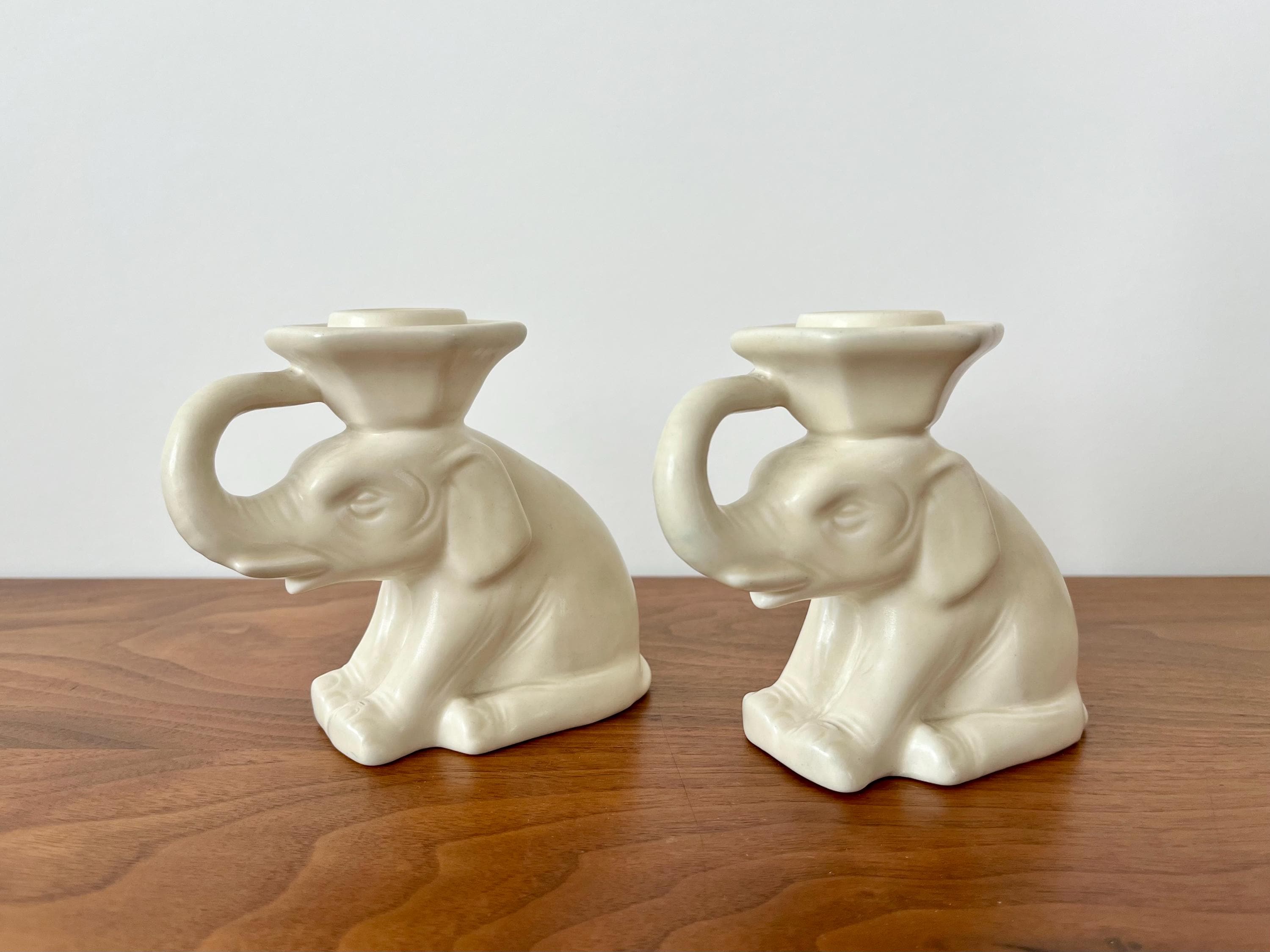 Rookwood Pottery Sitting Elephant Candlesticks, No. 6059, 1929 in
