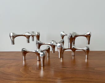 Stackable Chrome Mid Century Modern Candle Holders by Colonial - Set of 5