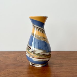 Desert Sands Pottery Vase with Swirled Multicolored Clay, 5 5/8"