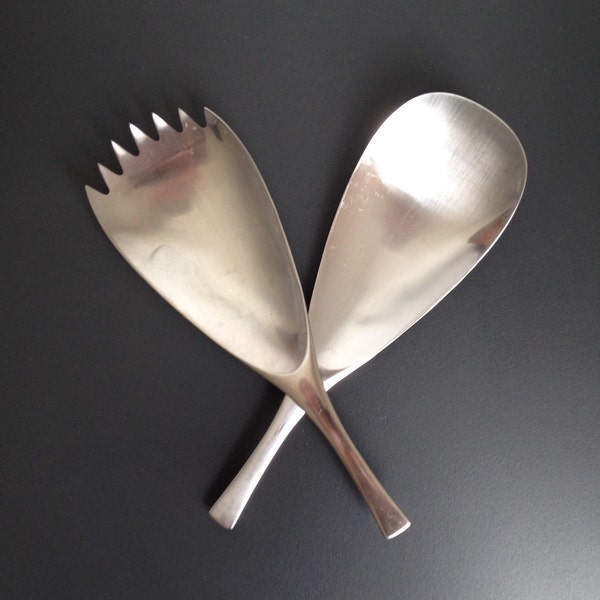 Modernist Dansk Odin Serving Spoon and Fork Set by Jens Quistgaard