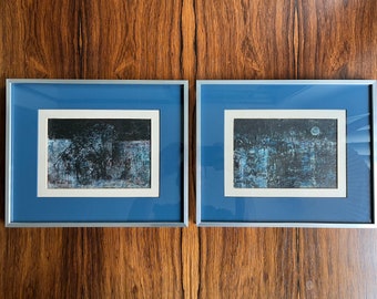 Vintage Original James Pinto Oil Paintings - Blue Abstract Expressionist - San Miguel de Allende, Mexico / Instituto Allende