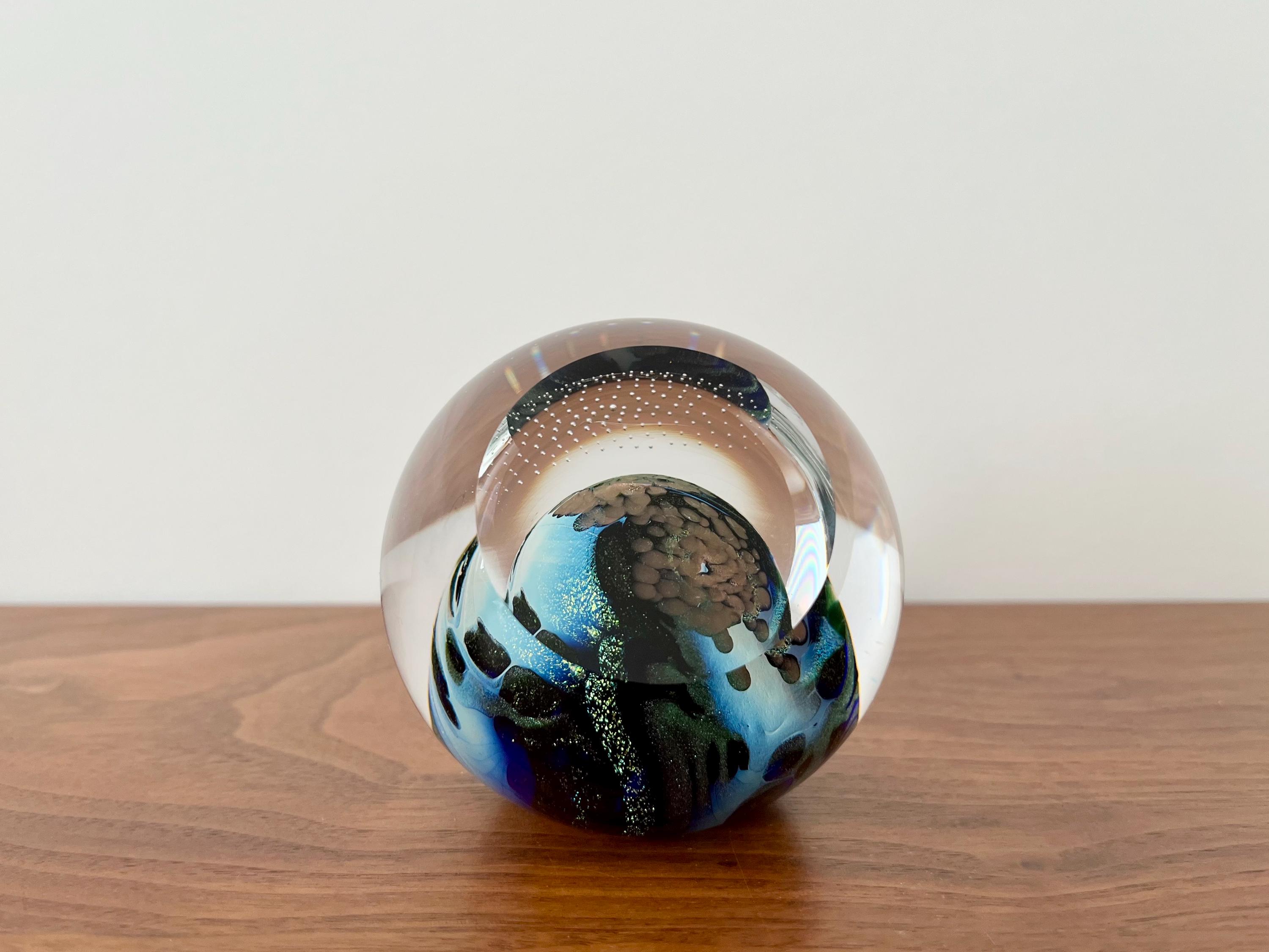 Glass Eye Studio Blue Planet Paperweight From Celestial Series