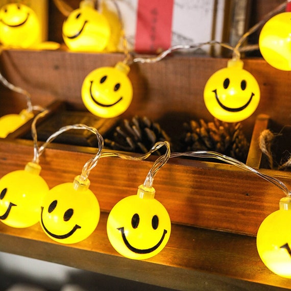 Indoor 3/6m Yellow Smiley Face Battery LED String Light Home Etsy