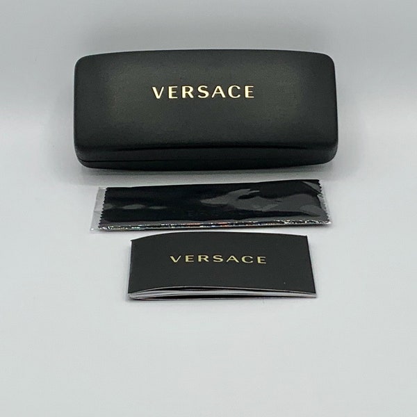 VERSACE Glasses or Sunglasses Case and Sealed Cleaning Cloth - MINT Condition - Unused - Black Exterior and Black Interior -  FREE Shipping
