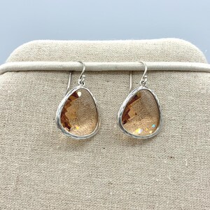 Silpada Ablaze Sterling Silver Faceted Glass Dangle Earrings - Perfect Condition - FREE SHIPPING