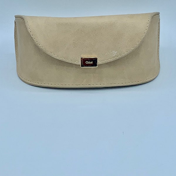 Large CHLOE Glasses Case or Sunglasses Case - Soft Sided Structured Case Suede-Like Light Brown Case Excellent Used Condition -FREE Shipping