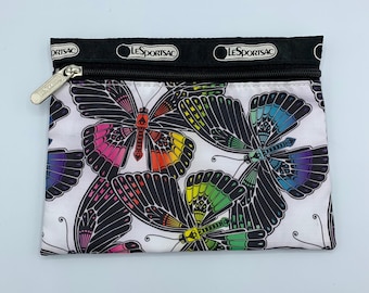 LeSPORTSAC Colourful Butterfly Cosmetics Case Zippered Case EUC Condition FREE Shipping - Collectible Vintage