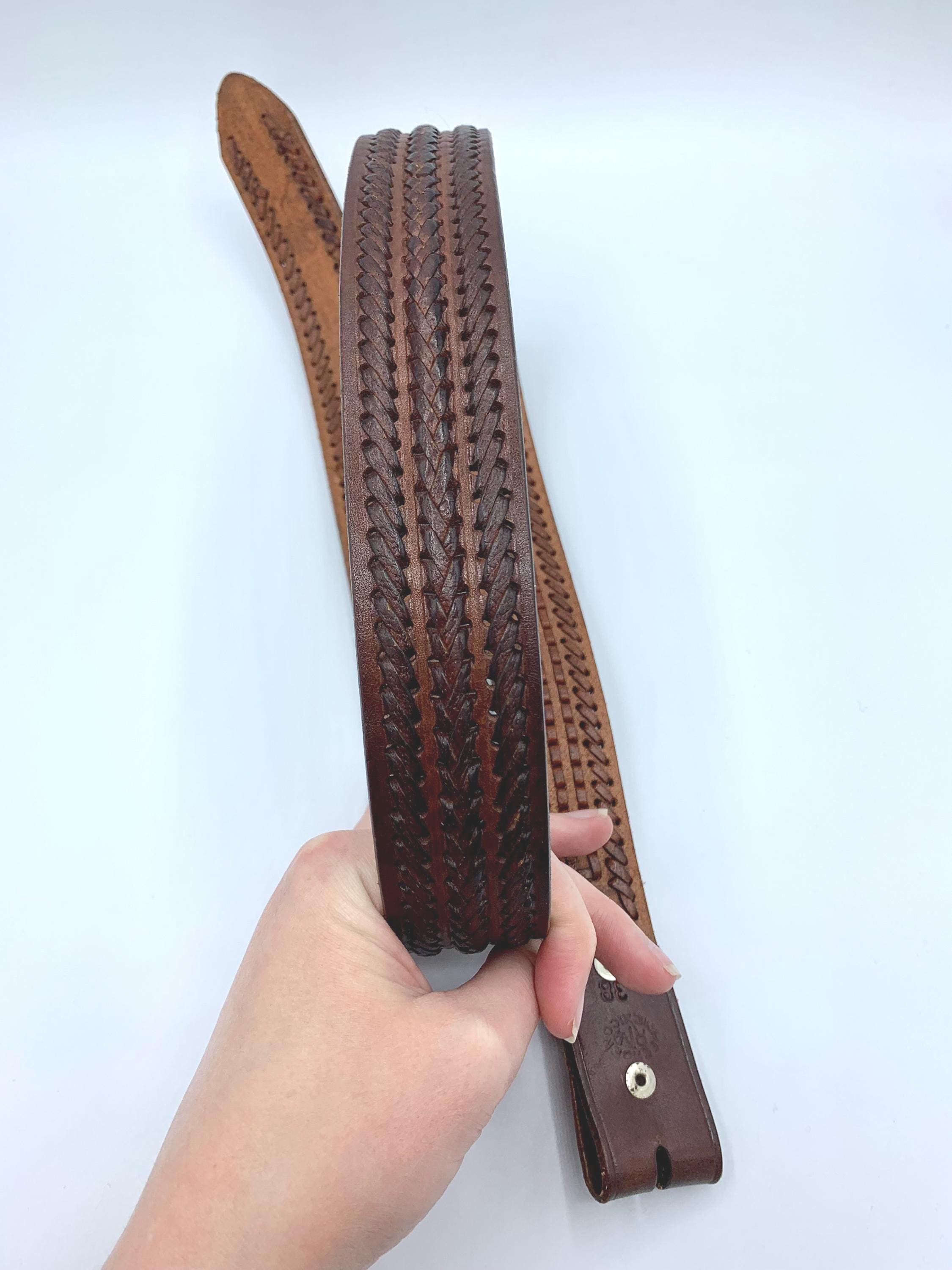 Vintage Braided Leather Belt: Hecho En Mexico, Size 38 (41 Inches  display picture 1