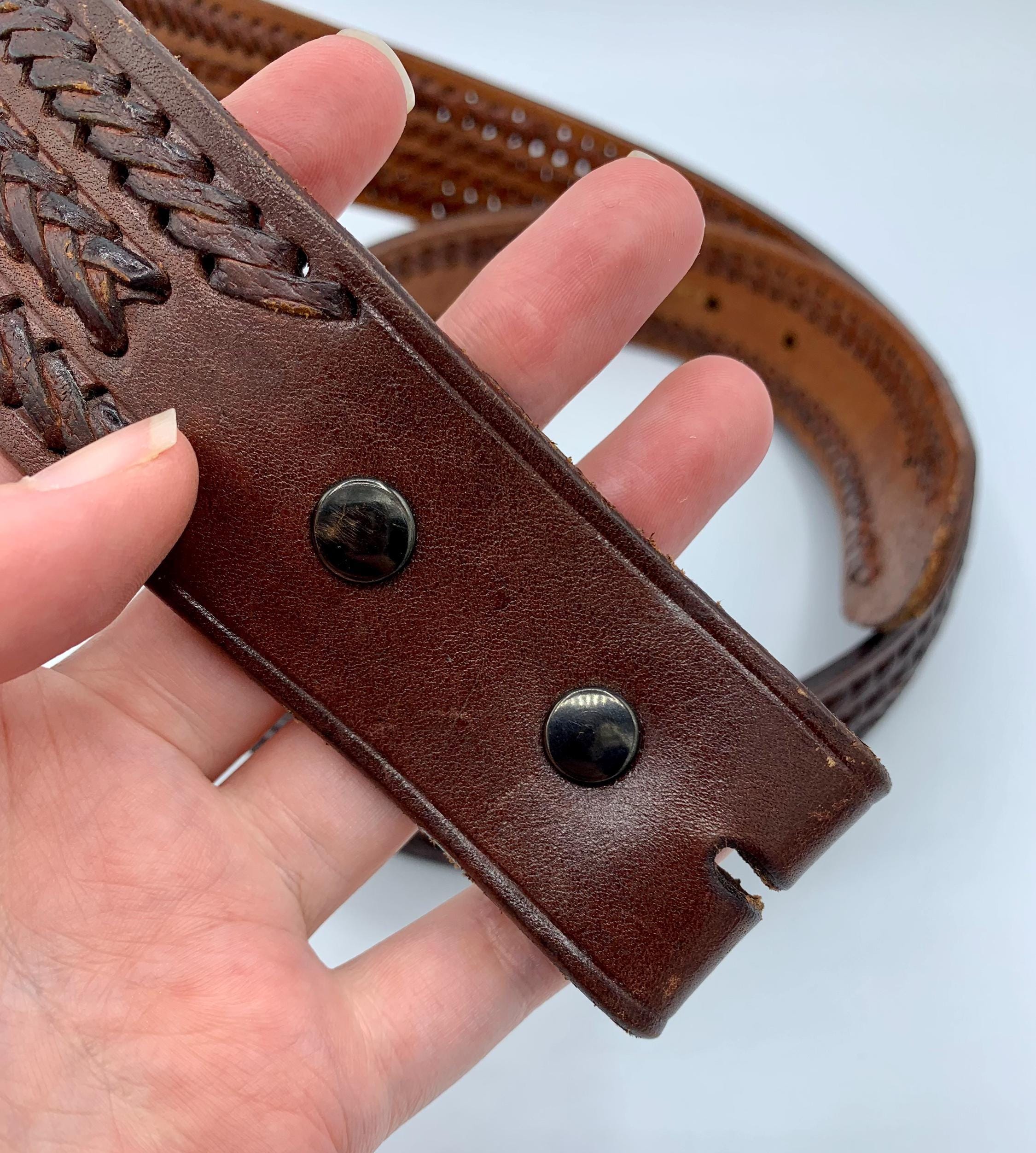 Vintage Braided Leather Belt: Hecho En Mexico, Size 38 (41 Inches  display picture 1