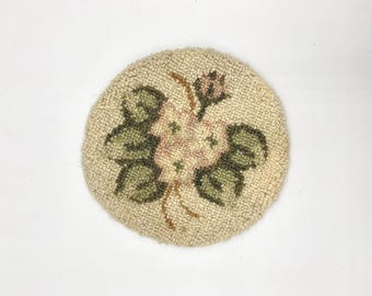 CHETICAMP All Wool Hand Hooked Floral Mat or Coaster, Hot Pad or Trivet - 6 Inches Diameter - Rug Hooking Artwork - Free Shipping