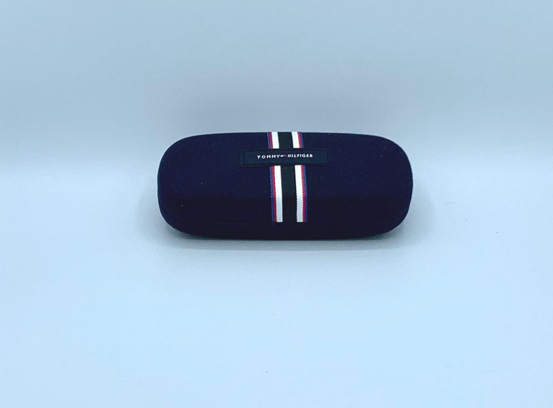 Tommy Hilfiger Glasses Case: Navy Blue Striped Fabric - FREE  display picture 1