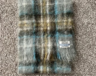 Vintage St Michael Mohair & Wool Scarf: Muted McKellar Plaid, Made in Scotland - 5989/262 - Excellent Condition - FREE Shipping
