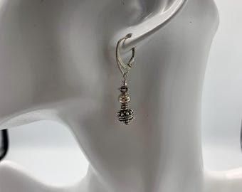 SINGLE Sterling Silver Lever-back Earring - Beaded - Stamped .925 - Replacement Jewellery - 4 Dollars SHIPPING