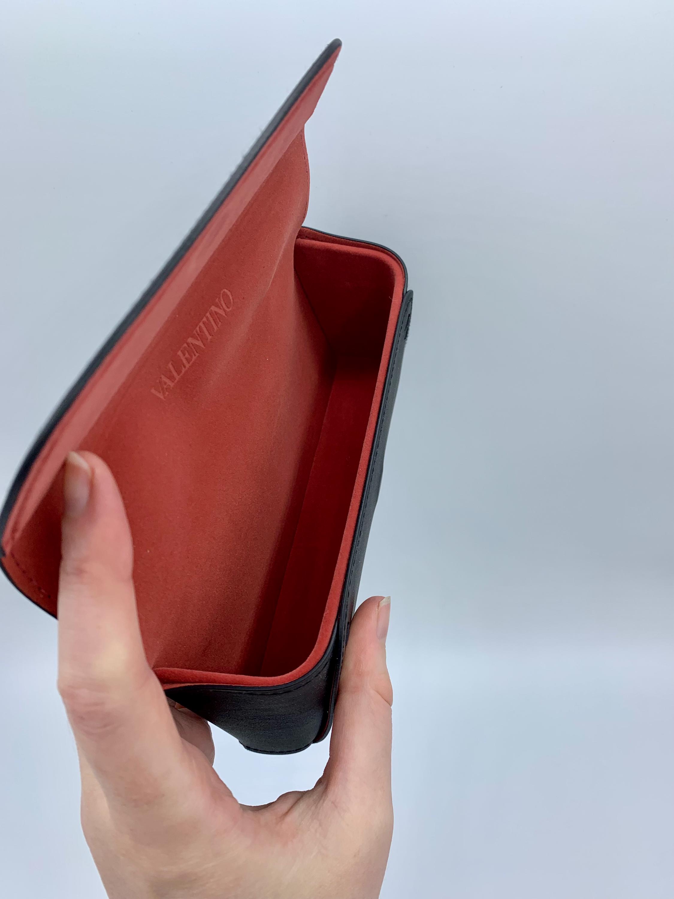 Authentic VALENTINO Glasses Case: Black Exterior, Red  display picture 3