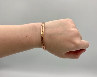 Vintage Copper Bangle: Artisan Quality - Stamped - Geometric Bee Design - 4 CDN Dollars Shipping