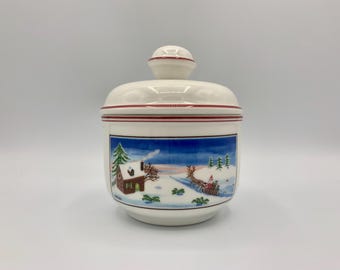 Vintage Villeroy & Boch Naïf Naif Christmas Sugar Dish with Lid - Perfect Condition - FREE Shipping