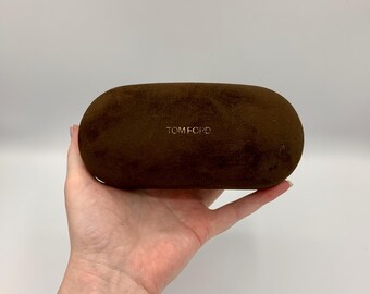 TOM FORD Glasses Case or Sunglasses Case Brown Velvet Exterior and Brown Suede-Like interior - Light Wear - FREE Shipping
