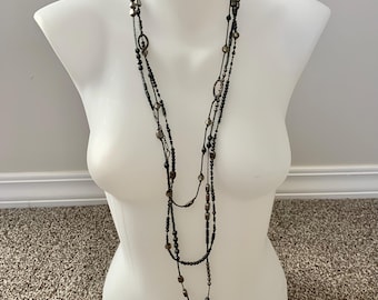 SILPADA Dewdrops Multi-Strand Necklace - N2097 - Retired - Sterling Silver, Hematite, Silver Lined Glass - Beaded Necklace  - Free Shipping