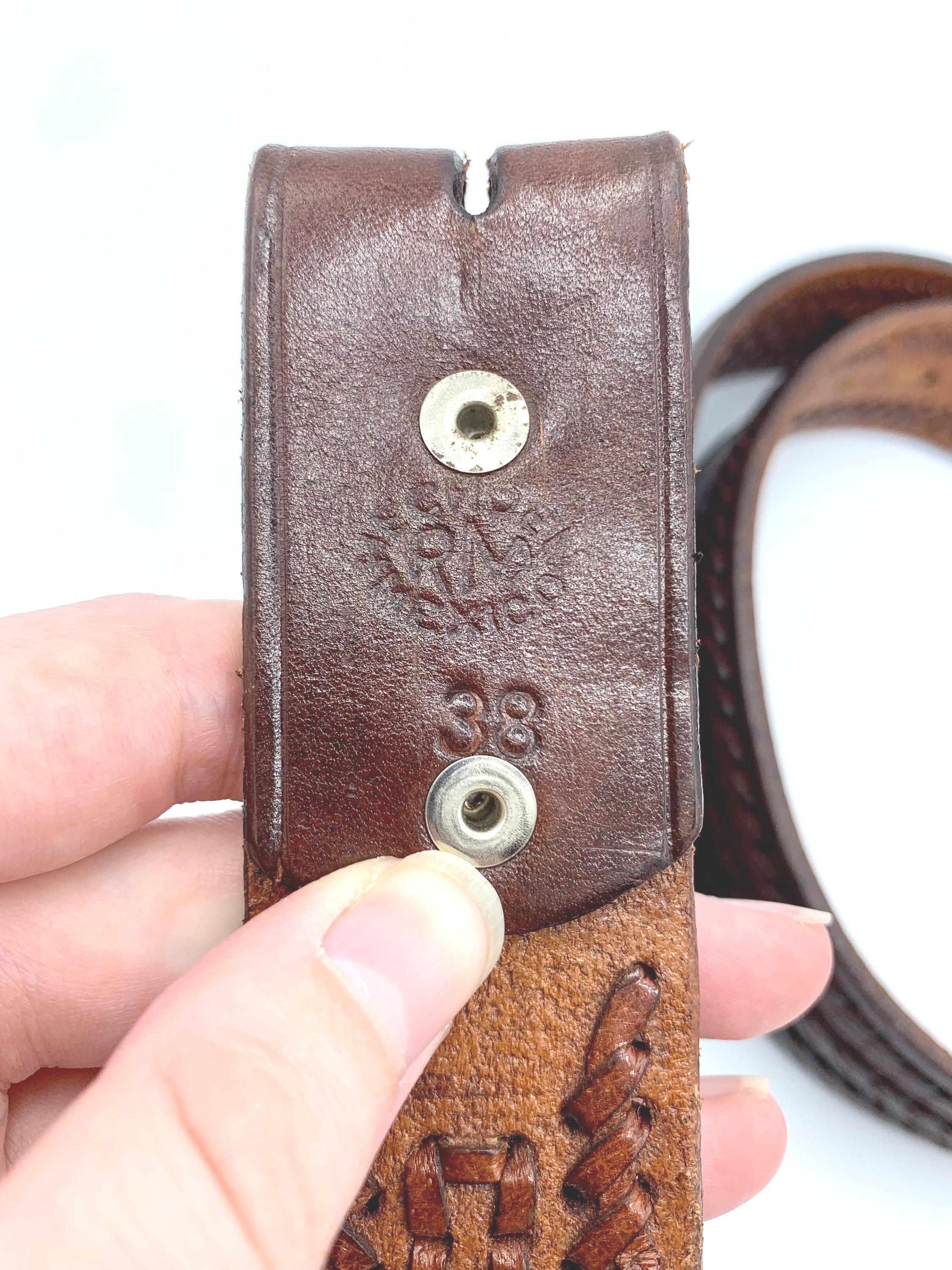Vintage Braided Leather Belt: Hecho En Mexico, Size 38 (41 Inches  display picture 1
