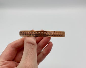 Vintage Authentic Sabona Copper Magnetic Bracelet Bangle: Adjustable - Rope or Braid Design - Unisex - 2.75 inches across - FREE Shipping