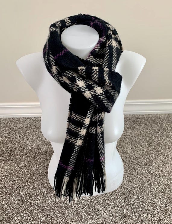BURBERRY London Men's Unisex Scarf Gorgeous Black Purple White