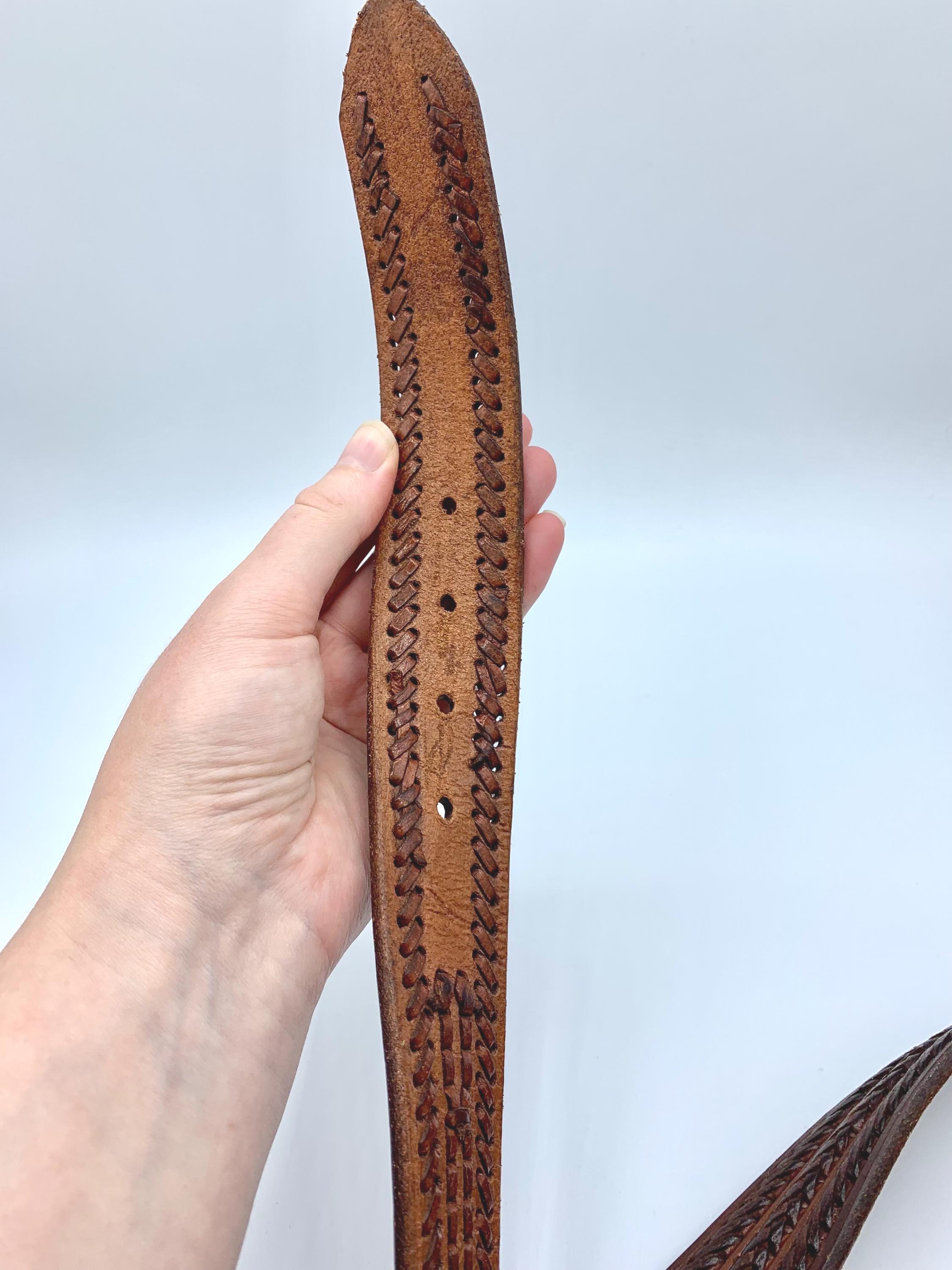 Vintage Braided Leather Belt: Hecho En Mexico, Size 38 (41 Inches  display picture 1