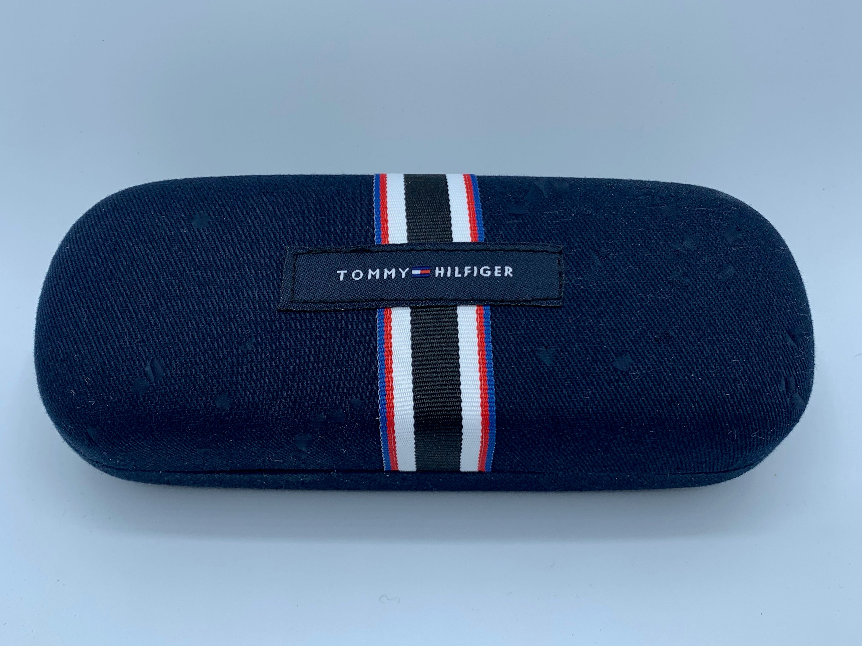 Tommy Hilfiger Glasses Case: Navy Blue Striped Fabric - FREE  display picture 2