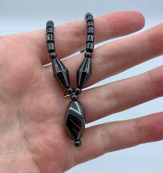Black HEMATITE Necklace Gorgeous Genuine Alaska black Diamond Measures 17 Inches Excellent Condition FREE Shipping Etsy
