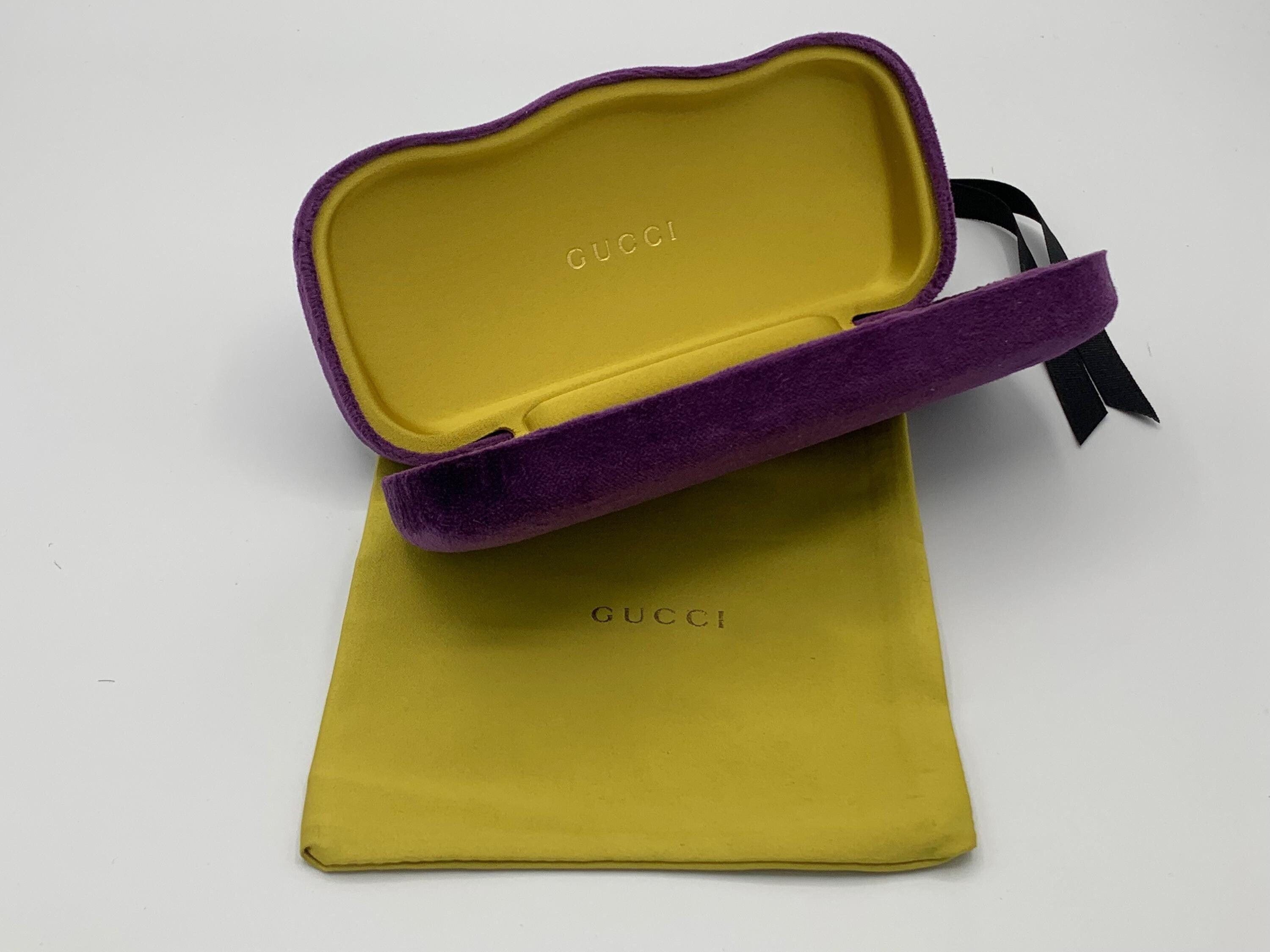 Authentic Gucci Luxury Velvet Eyeglass Sunglasses Hard Shell Case Purple Gold Gucci Purple Velvet Hard Clamshell Eyeglass Sunglass Case | eBay main image 2