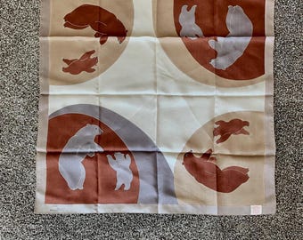 Adorable Reepeeca 100% Silk Scarf - Mama and Baby Polar Bear - Hand Painted Design - Made in Canada - Never Used/never worn - FREE SHIPPING