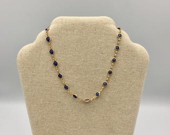 Evil Eye and Gold Tone Choker Necklace - Glass Eyes and Metal - Double Strand Bracelet - Ward off Evil - 4 CDN SHIPPING