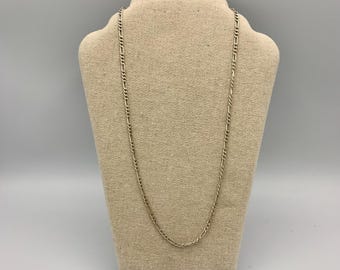 VINTAGE Curb Figaro Link Silver Chain - Sterling Silver - 925 - Skill fully Crafted - FREE Shipping