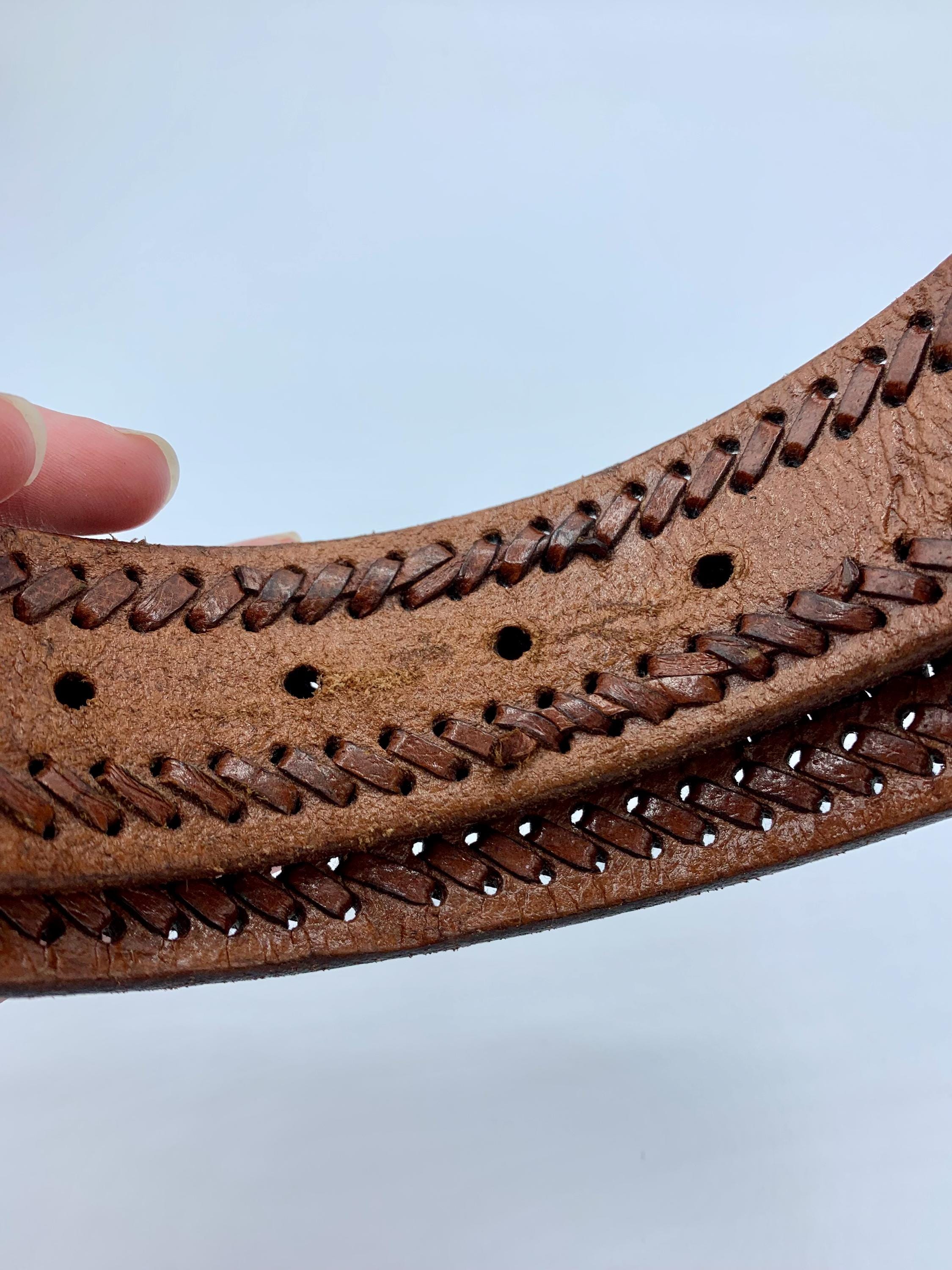 Vintage Braided Leather Belt: Hecho En Mexico, Size 38 (41 Inches  display picture 1