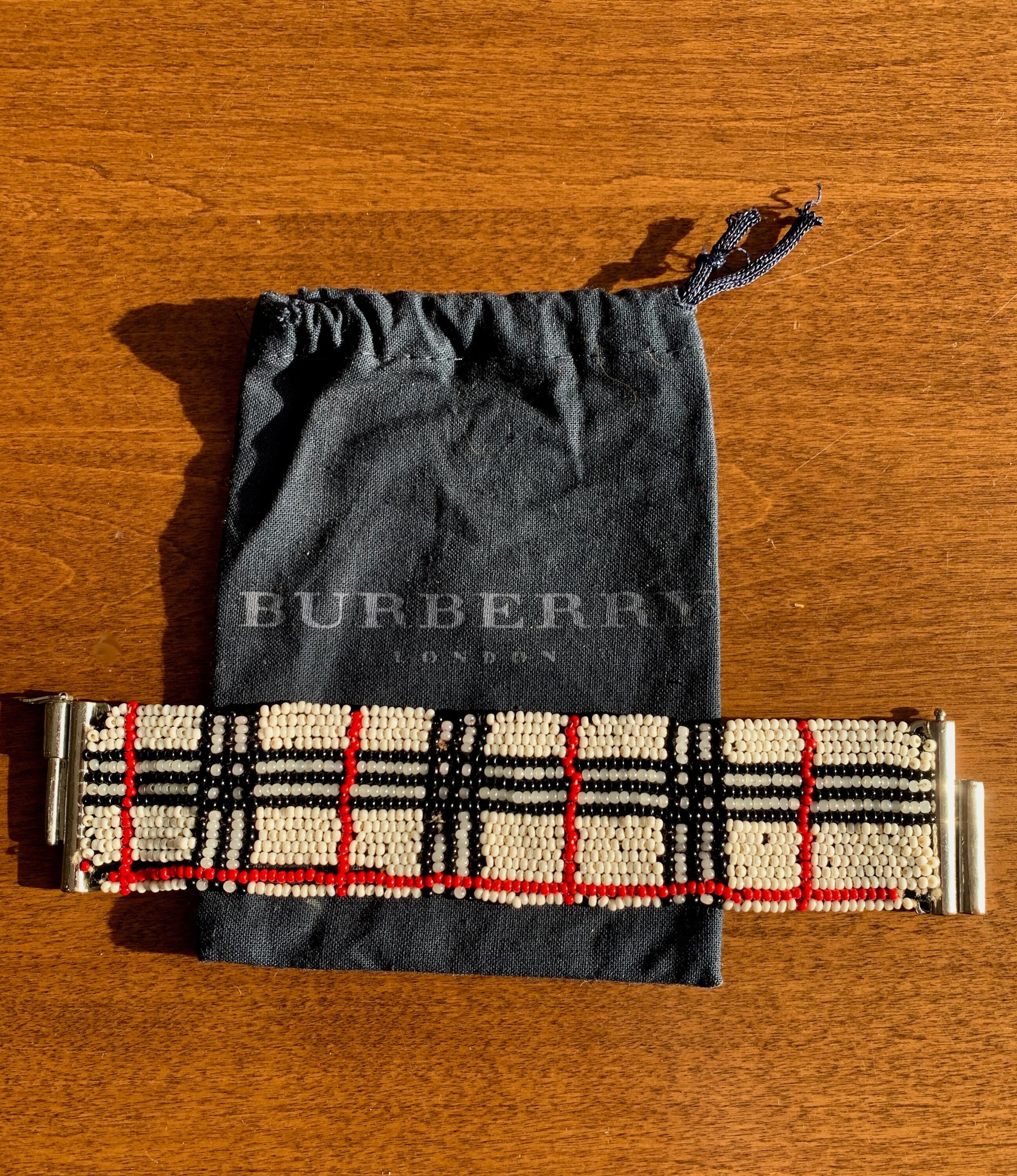 AUTHENTIC BURBERRY Hand Beaded Bracelet and Original Blue 