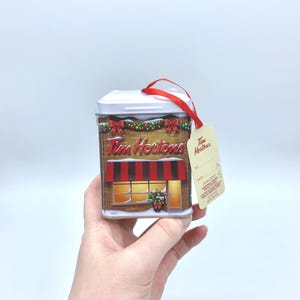 TIM HORTONS Collectible Tea Tin Tree Ornament - Christmas Gift - Canada Souvenir - Never Opened - Hang Ready - 2017 - FREE Shipping