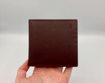 Jafferjee's Leather Bifold Card Case - Embossed Logo - Unused - Deep Brown Leather - Perfect Condition - Original Tag - Free Shipping