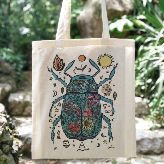 Tote Bag Art Tote Bag De Tela Tote Bag Ilustrda Original Totebag-tote  Limited Edition Cotton Tote Bag Plants, Flowers, Colors&beatle. 