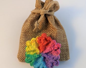Rainbow Snowflake Wildflower Seed bomb in hessian pouch