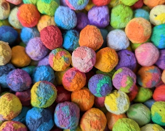 40 Wildflower Seed bombs / Seed Ball, Plantable Paper, Rainbow Mix, eco friendly, recycled table decorations