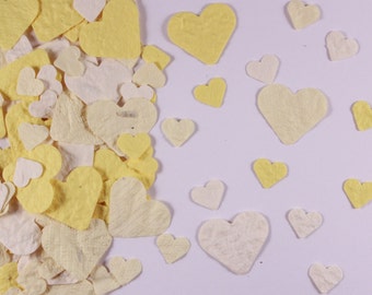 Plantable Heart Wedding Confetti Cream / Yellows, plantable paper, eco friendly wedding table decorations