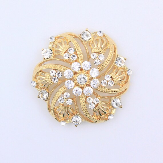 Rhinestone Wedding Brooch Bouquet Wedding Clear Crystal Wedding Cake Brooch Gold Flower Crystal Rhinestone Brooch Gift for Her Pearl Brooch