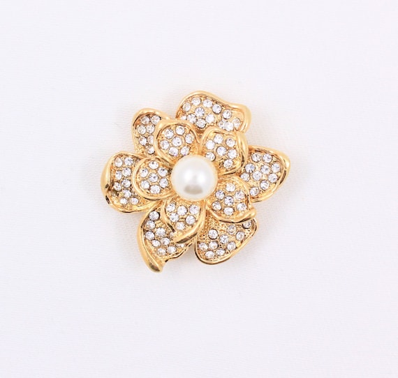 Rhinestone Wedding Brooch Bouquet Wedding Clear Crystal Wedding Cake Brooch Gold Flower Crystal Rhinestone Brooch Gift for Her Pearl Brooch