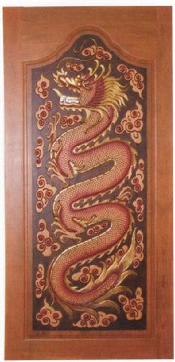 Carved Teak Wood Interior Exterior Entry Entrance Front French Doors Design With Beautiful Dragon