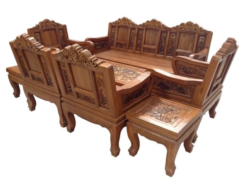Carved teak wood living room furniture with beautiful elephant Etsy