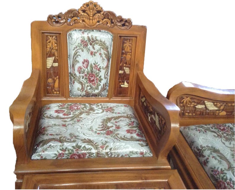 Carved teak wood living room furniture with beautiful country | Etsy
