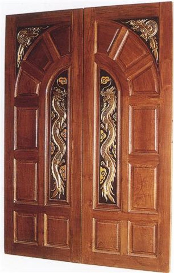 Carved teak interior exterior entry entrance front french 