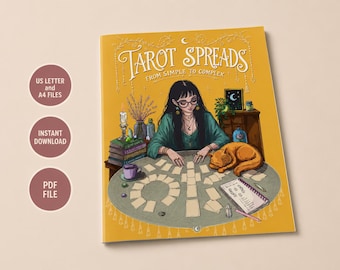 Tarot spreads workbook PDF | 60+ card reading layouts | Printable journal | Beginner to advanced tarot guide | Digital download