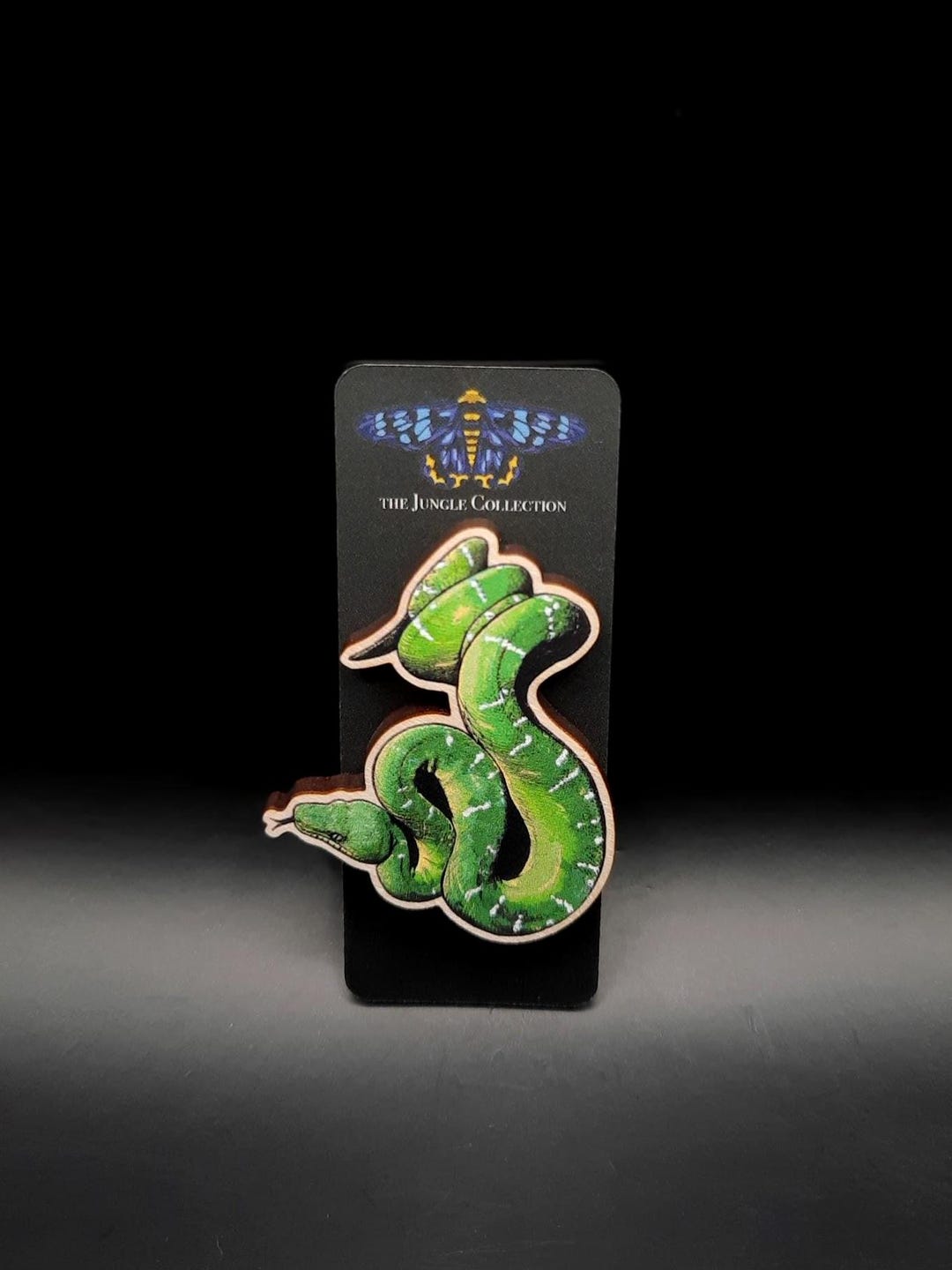 Green Tree Python, Wooden Lapel Pin, Brooch, Pin Badge, Eco-friendly ...