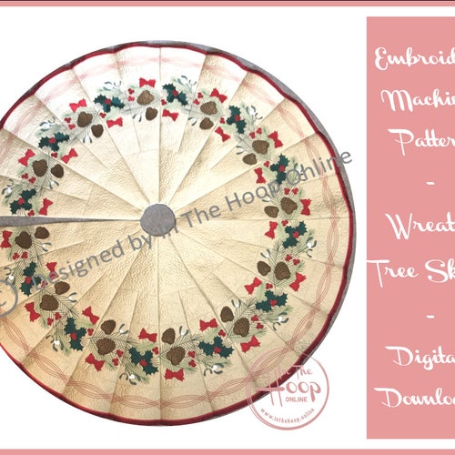 Christmas Wreath Tree Skirt Machine Embroidery Design - Etsy