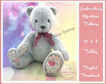 In the Hoop Large Jointed Teddy Bear Memory Bear (10x6